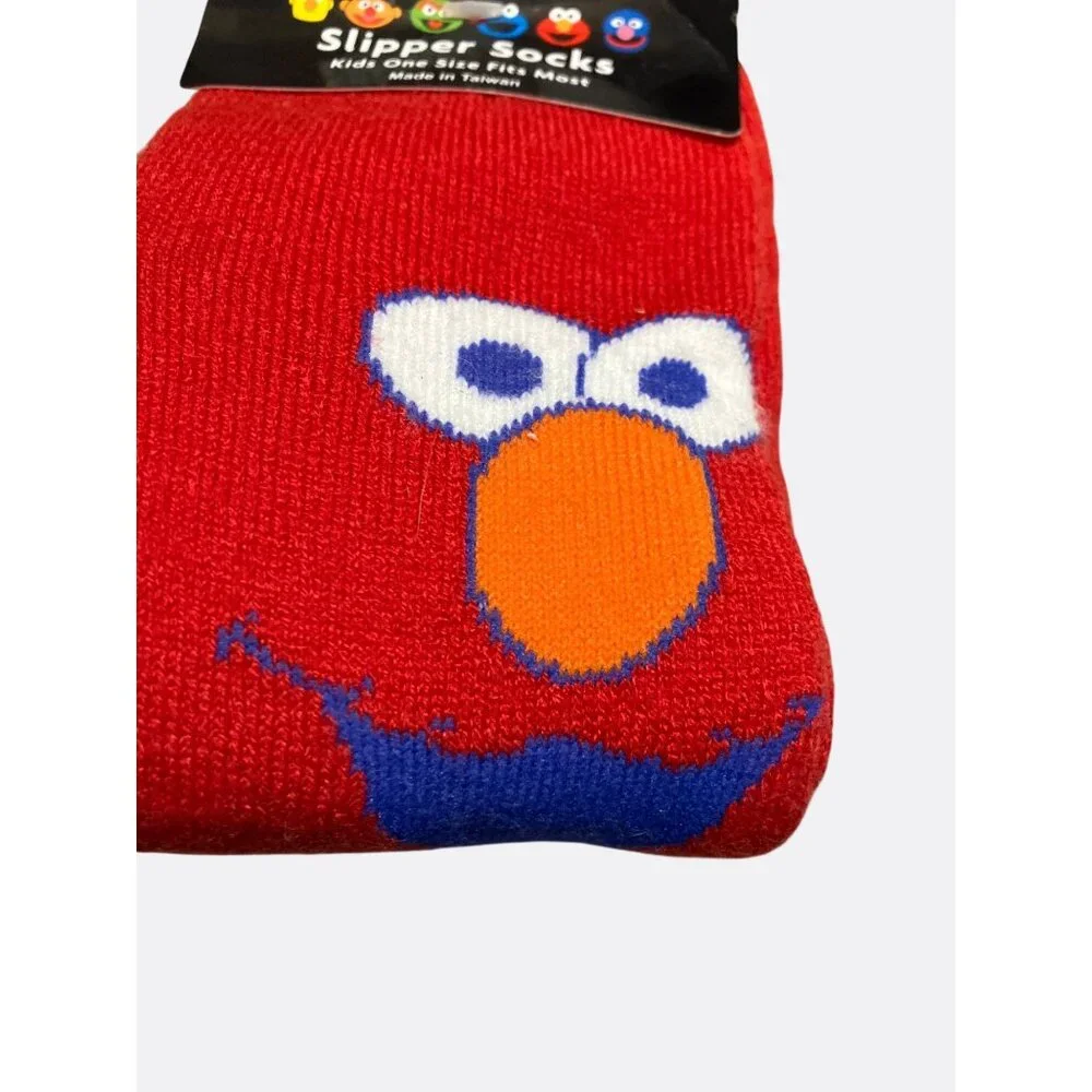 Sesame Street Kids Slipper Socks With Gripper Sole One Size Red Elmo Print